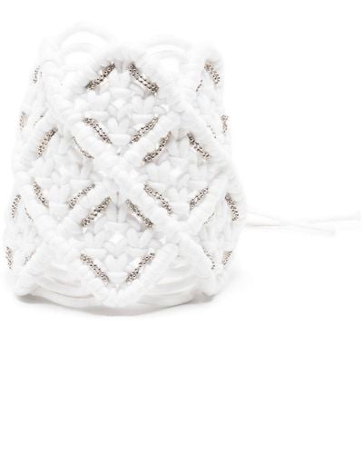 Fabiana Filippi Bead-embellished Knitted Bracelet - White