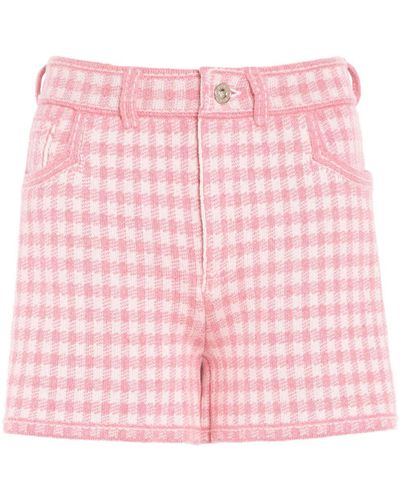Barrie Gingham-check Cashmere-blend Shorts - Pink
