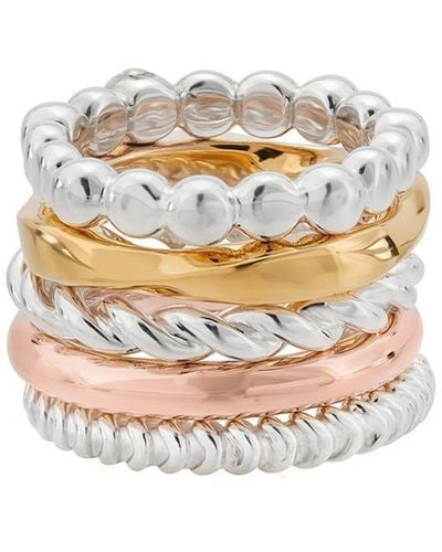 TANE MEXICO 1942 Sterling Silver And 23kt Yellow And Rose Gold Vermeil Alma Stacked Rings - White