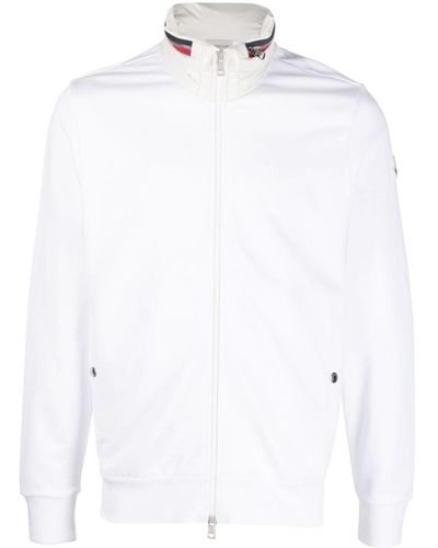 Moncler Sweatshirtjacke mit Logo-Patch - Weiß