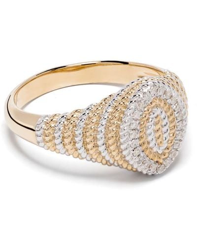 Yvonne Léon 9kt Gold Mini Marquise Diamond Signet Ring - White