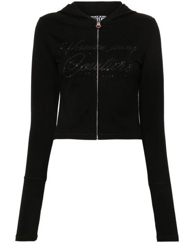 Versace ビジューロゴ クロップドパーカー - ブラック