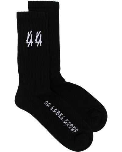 44 Label Group Gestrickte Socken mit Logo-Stickerei - Schwarz
