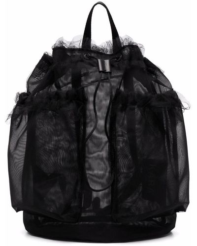 Kara Tulle Drawstring Backpack - Black