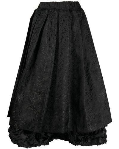 Comme des Garçons Falda acampanada con motivo de ondas - Negro