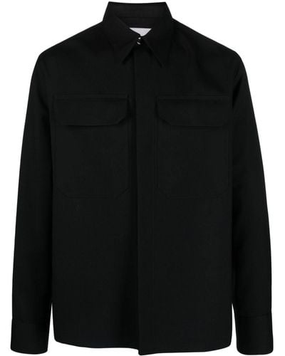Jil Sander Long-Sleeved Overshirt With Patch Pockets - Black
