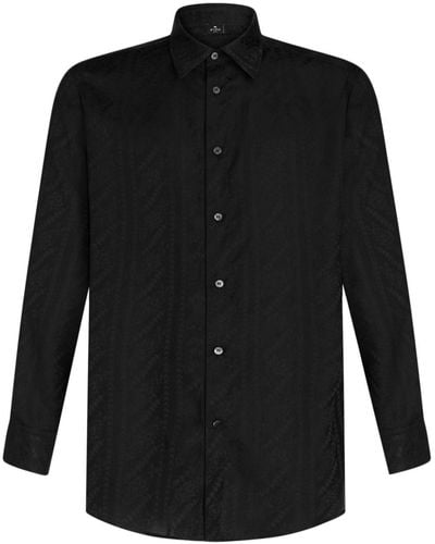 Etro Zijden Overhemd Met Jacquard - Zwart
