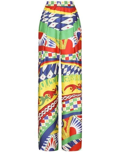 Dolce & Gabbana Carreto-print Wide-leg Trousers - Multicolour