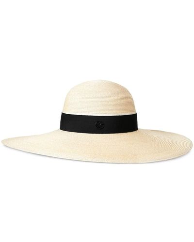 Maison Michel Blanche logo-detail straw hat - Weiß
