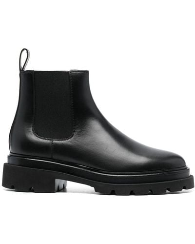 Santoni Round-toe Leather Boots - Black