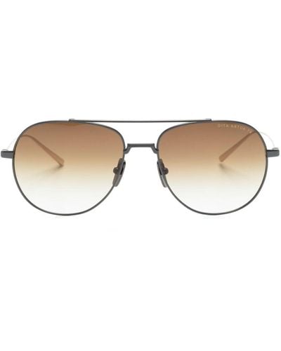 Dita Eyewear Logo-print Round-frame Sunglasses - Natural