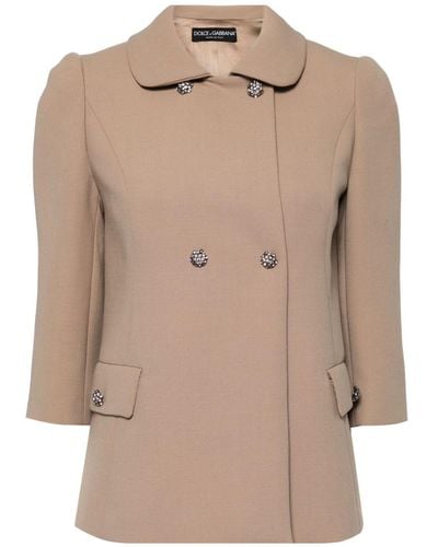 Dolce & Gabbana Embellished-button Virgin-wool Jacket - Naturel