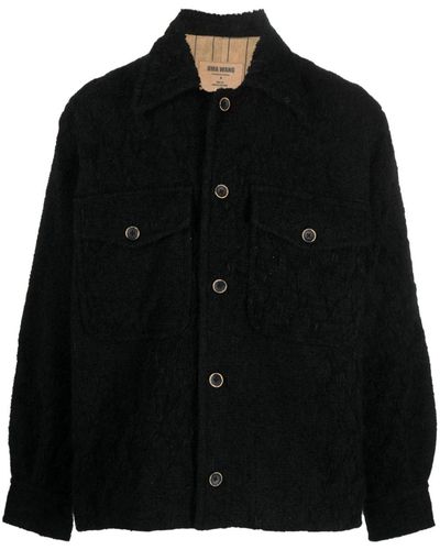 Uma Wang Distressed-effect Knitted Shirt Jacket - Black