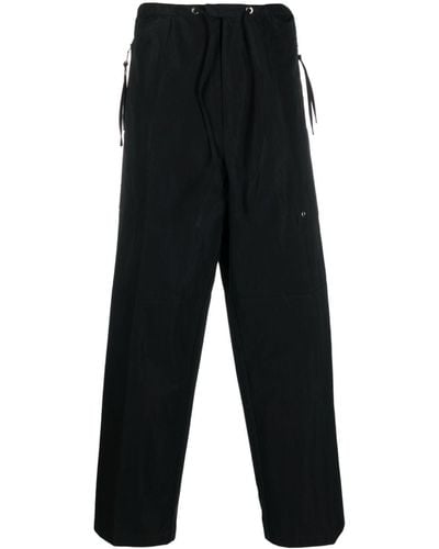Fendi Logo-patch Tie-fastening Wide-leg Trousers - Black