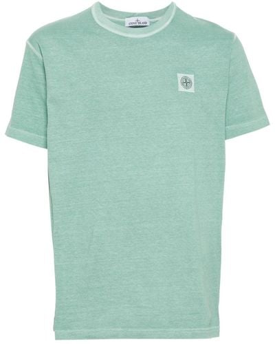 Stone Island Meliertes T-Shirt mit Kompass-Motiv - Grün