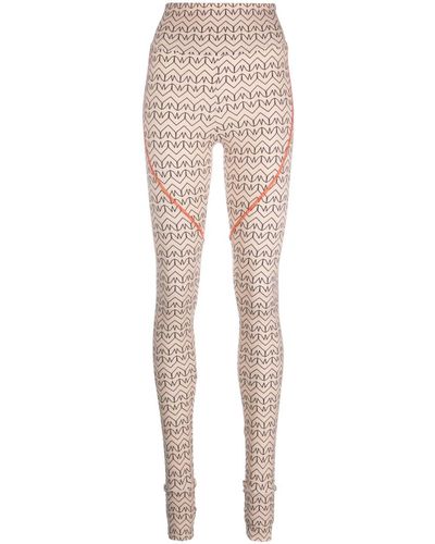 Patrizia Pepe Leggings mit Monogramm-Print - Natur