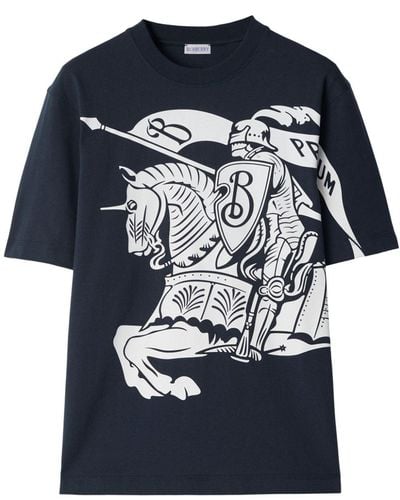 Burberry T-Shirt mit Ritteremblem - Blau