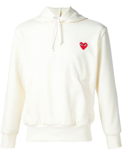 COMME DES GARÇONS PLAY Heart application hoodie - Bianco