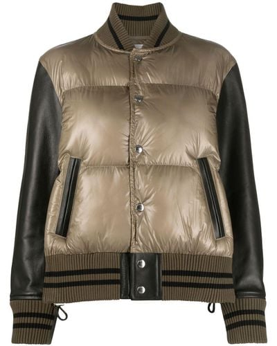 Sacai Panelled Quilted Bomber Jacket - Green