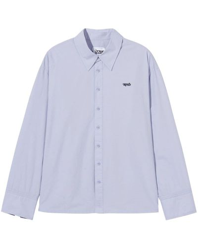 Izzue Logo-embroidered Cotton Shirt - Blue