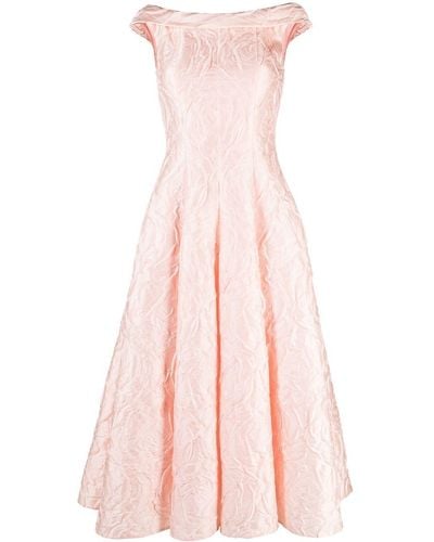 Talbot Runhof Textured Floral-pattern Dress - Pink