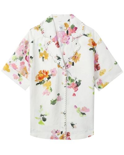 Aje. Floral-print Short-sleeve Shirt - White