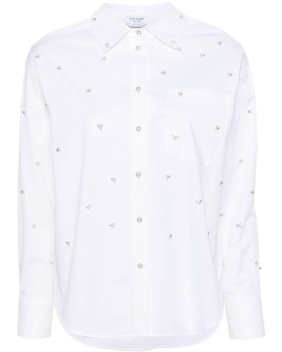 Kate Spade Camisa con detalle de cuentas - Blanco