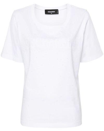 DSquared² Easy Fit Crystal-embellished T-shirt - White