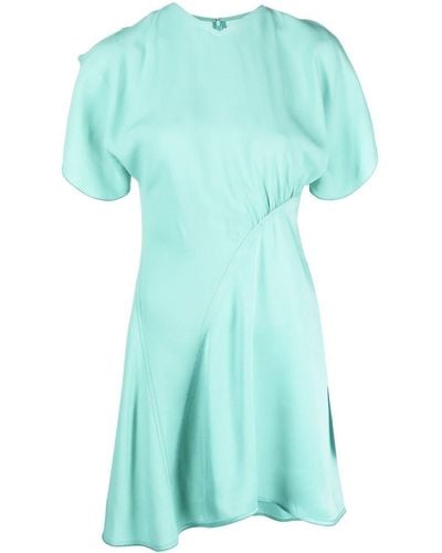 Victoria Beckham Short-sleeve Asymmetric-hem Dress - Blue