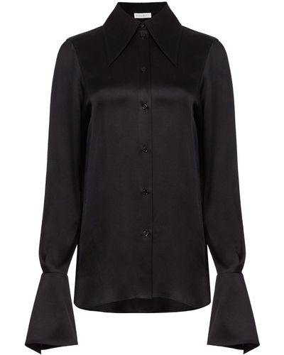 Nina Ricci Bell-cuff Satin Shirt - Black