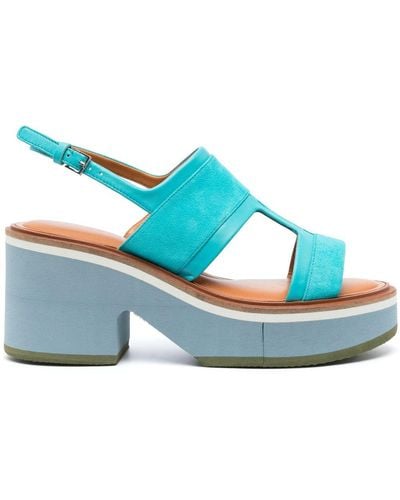 Robert Clergerie 80mm Leather Platform Sandals - Blue