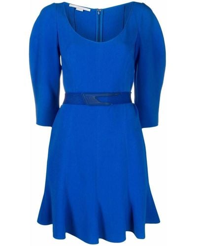 Stella McCartney Puff-sleeve Belted Dress - Blue