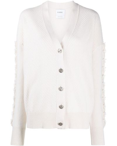 Barrie Thistle-knit Sleeve Cashmere Cardigan - White