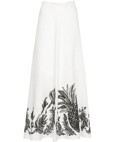 Dorothee Schumacher Pineapple-embroidery A-line Linen Skirt - White