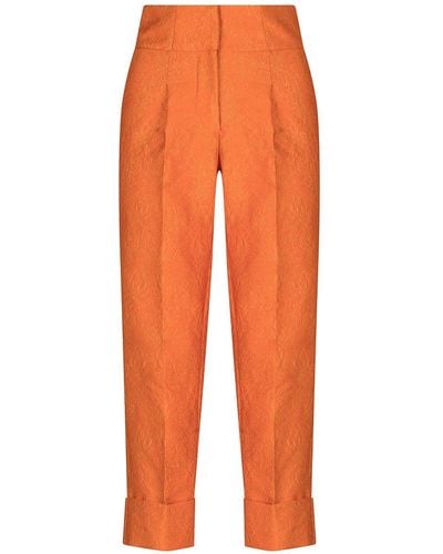 Silvia Tcherassi Moad Jacquard Cropped Pants - Orange