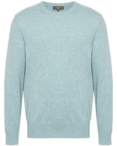 N.Peal Cashmere Oxford Pullover im Oversized-Look - Blau