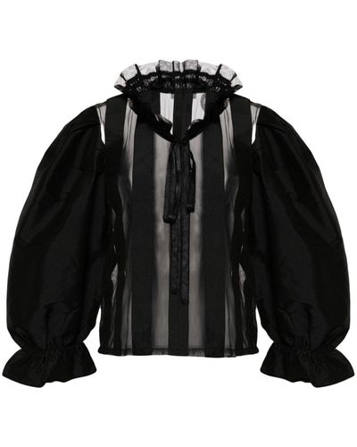 BATSHEVA Kier Sheer-panelled Blouse - Black