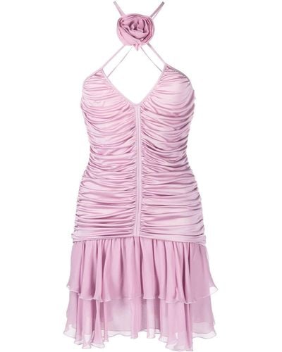 Blumarine Appliqué Pleated Mini Dress - Pink