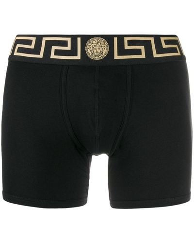 Versace Boxershorts Met Greca Afwerking - Zwart