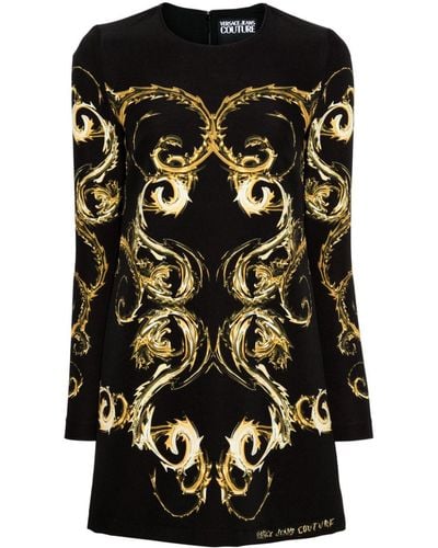 Versace Chromo Couture-print Mini Dress - Black