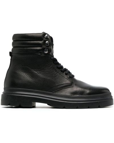Calvin Klein Lace-up Leather Ankle Boots - Black