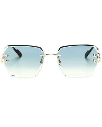 Cartier Signature C De Cartier Geometric-frame Sunglasses - Blue