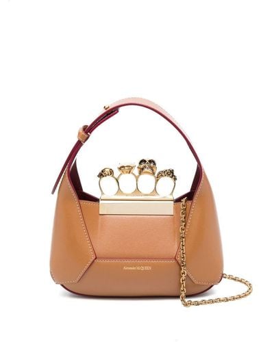 Alexander McQueen The Jeweled Leather Mini Bag - Brown