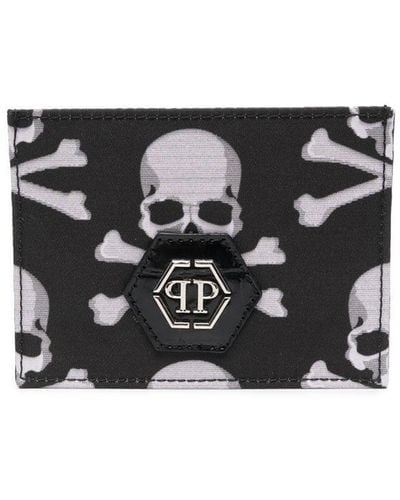 Philipp Plein Skull-print Leather Cardholder - Black