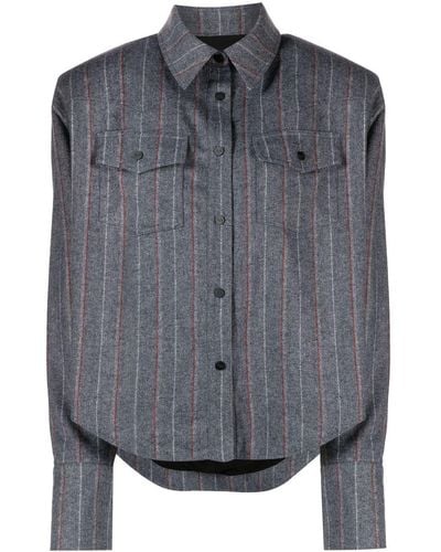 The Mannei Pinstripe Button-up Shirt - Grey