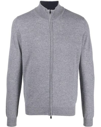 Corneliani Wool Zip-up Sweater - Gray