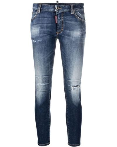 DSquared² Low-rise Skinny-leg Cropped Jeans - Blue