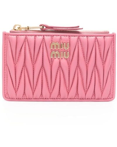 Miu Miu Portemonnaie aus Matelassé-Leder - Pink