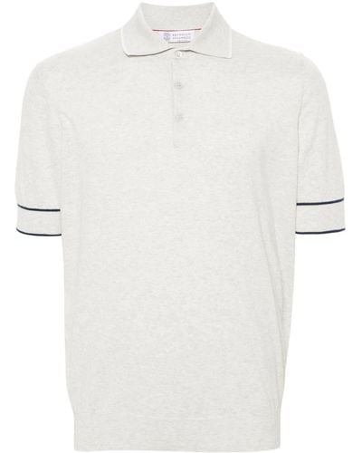 Brunello Cucinelli Striped-edge Knitted Polo Shirt - White
