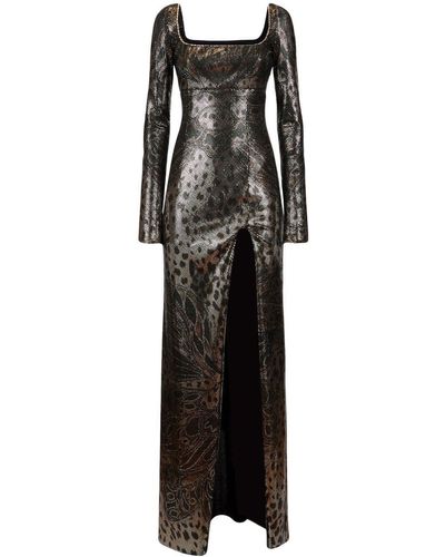 Etro Graphic-print Rhinestone-embellished Gown - Black